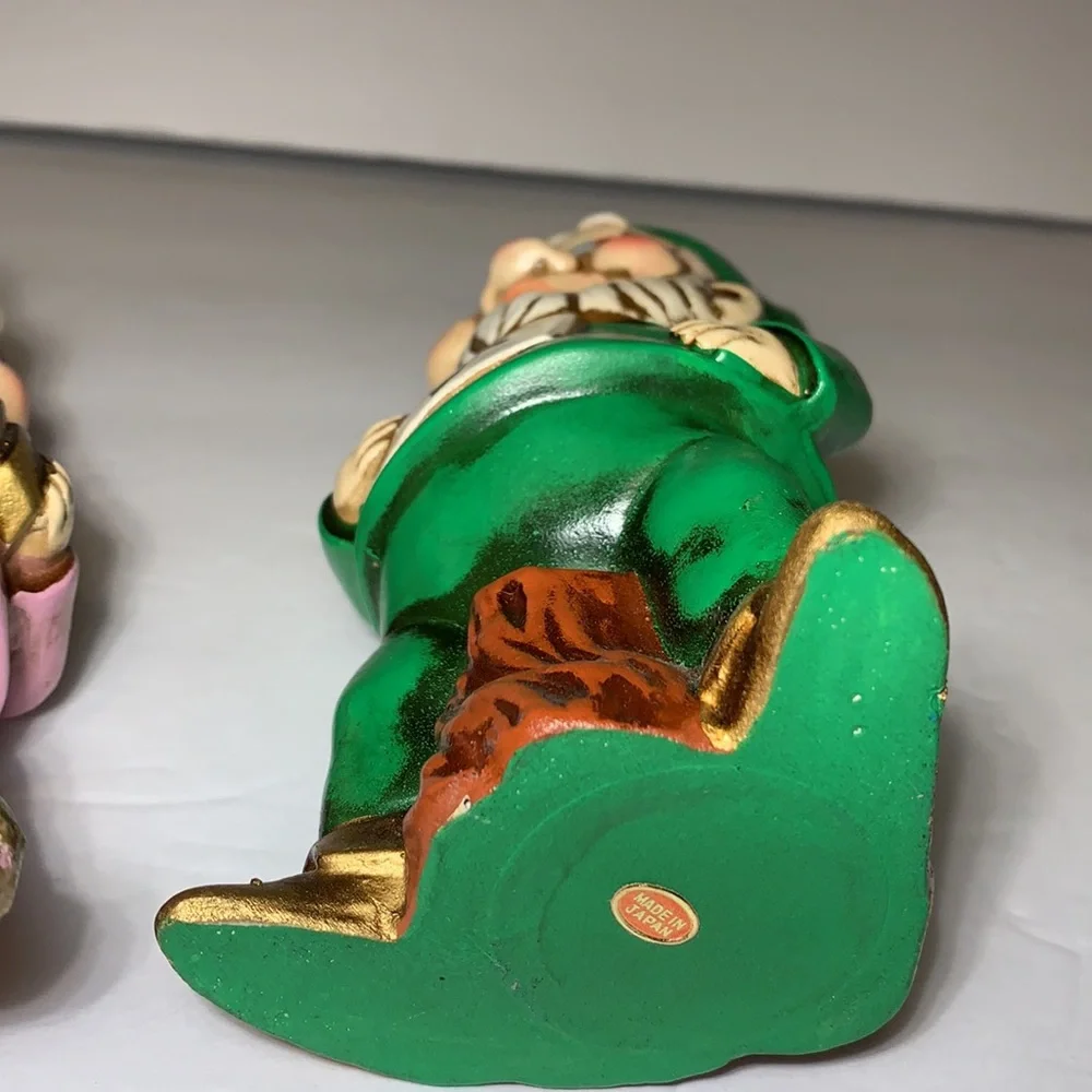 Vintage Elves Musical Instruments Made In Japan Gnomes Christmas Harp Accordion